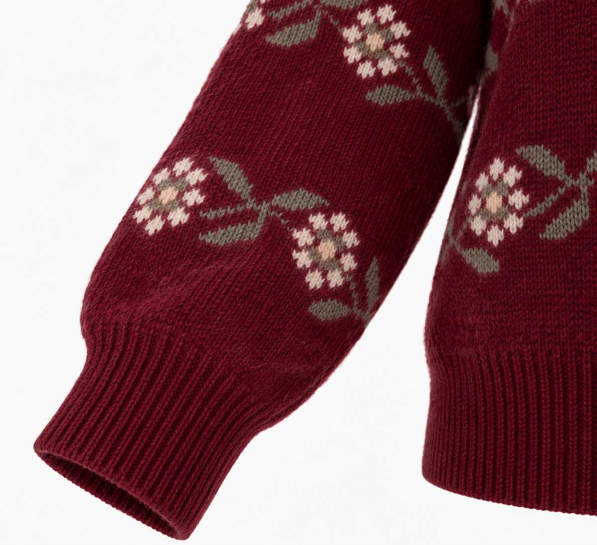 Jersey Burdeos de Punto con Flores