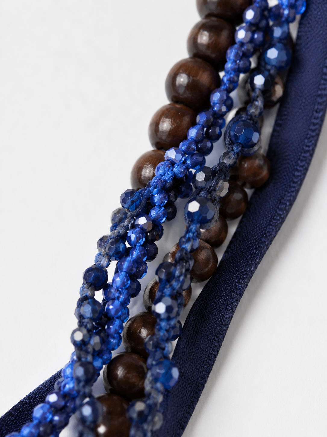 Collar Largo Multitiras Azul Marino