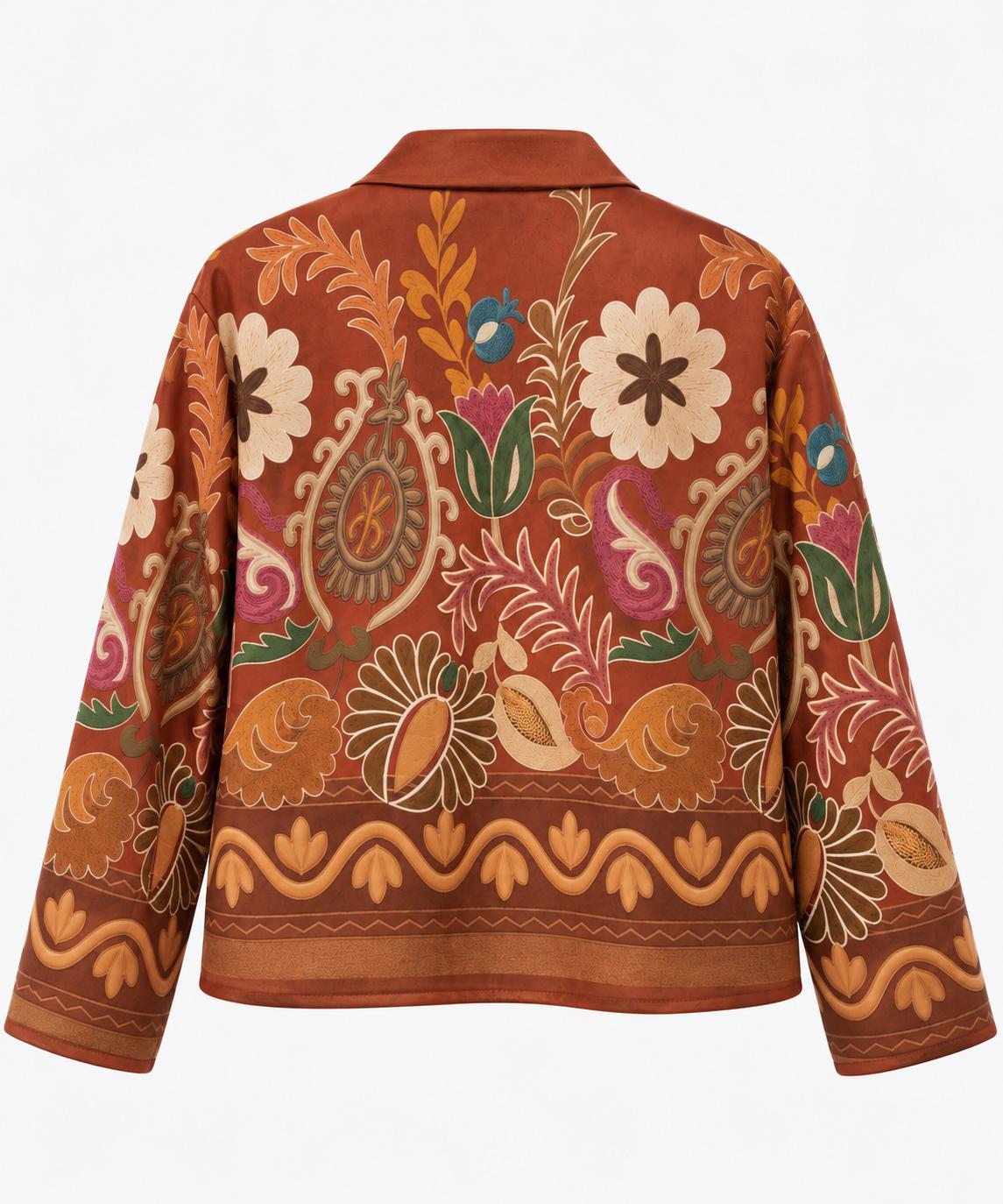 Chaqueta Floral de Mujer Beige y Rosa