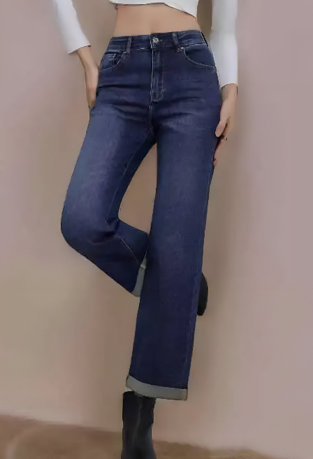 Pantalón tejano recto push | Cintura Alta Clásico para Mujer