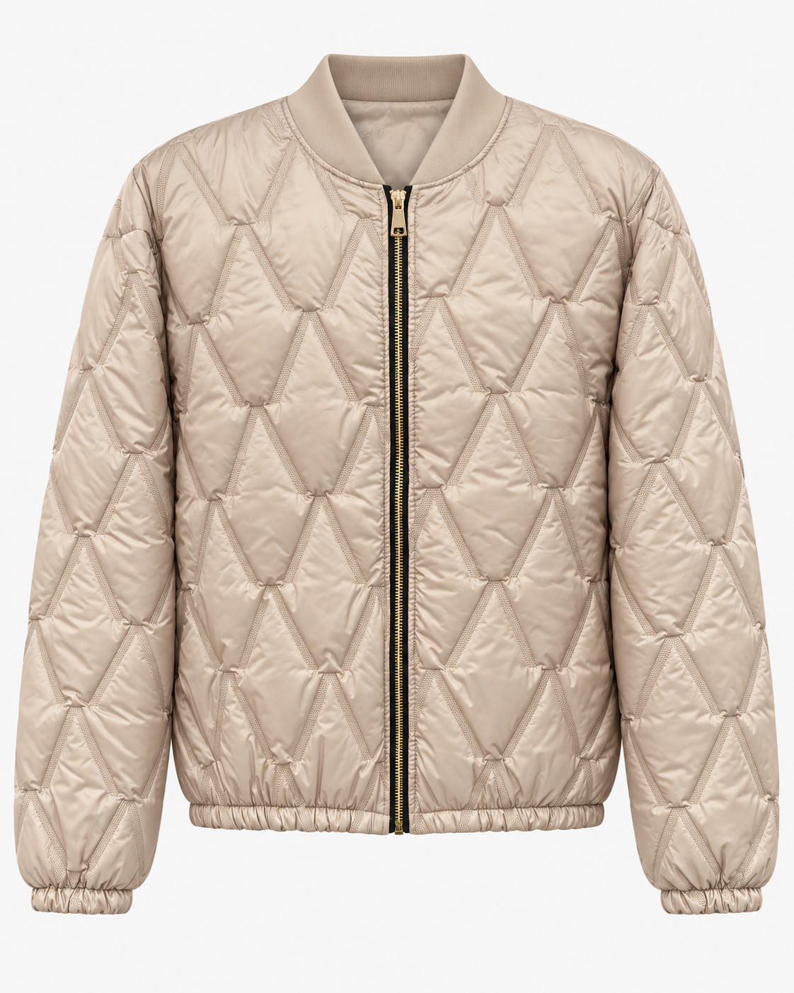 Chaqueta Bomber Acolchada con Cremallera Dorada