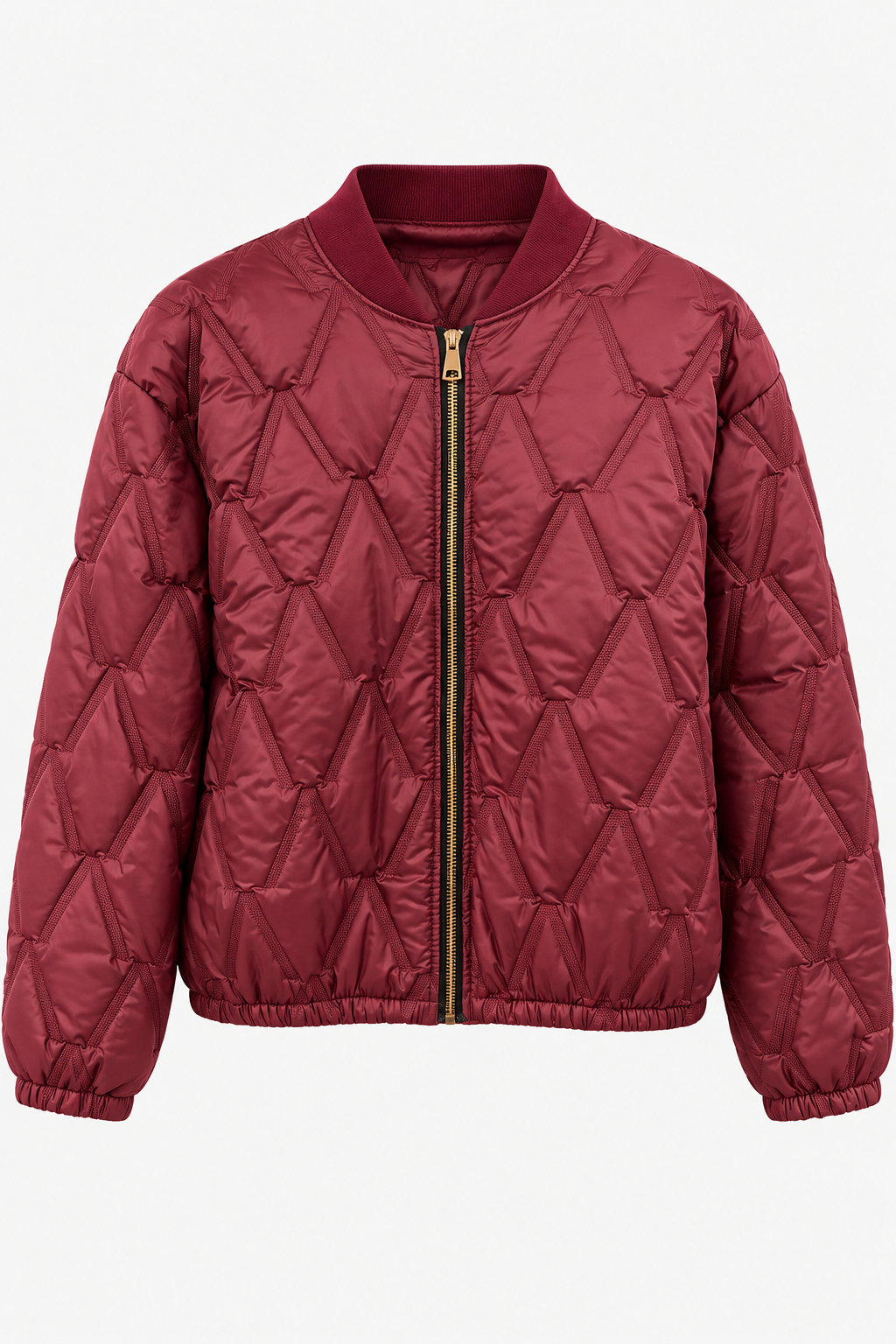 Chaqueta Bomber Acolchada con Cremallera Dorada