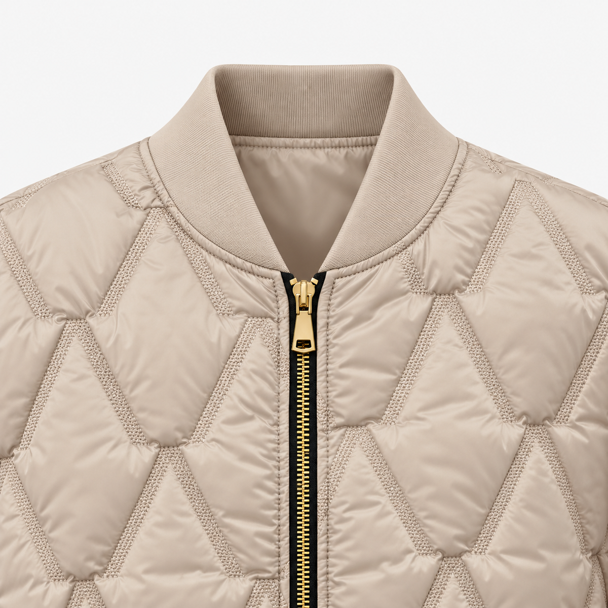 Chaqueta Bomber Acolchada con Cremallera Dorada