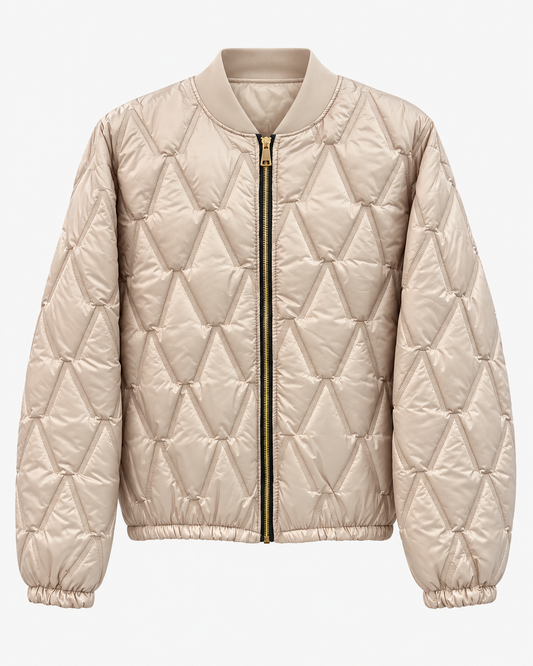 Chaqueta Bomber Acolchada con Cremallera Dorada