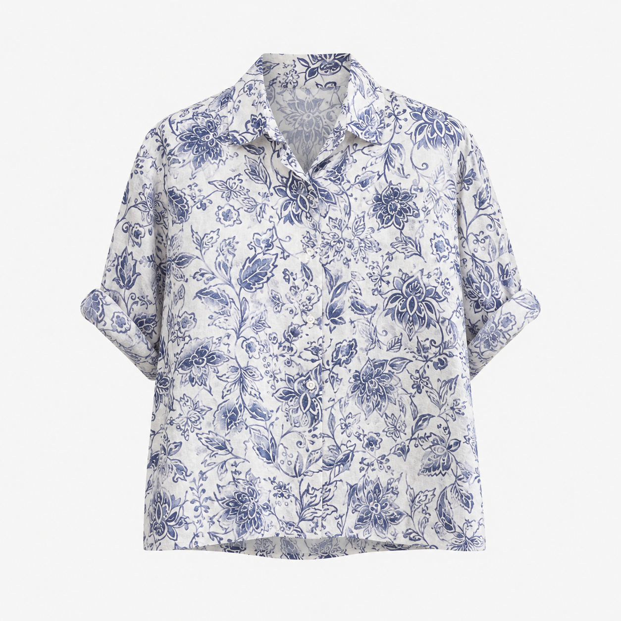 Camisa Azul Estampado Floral