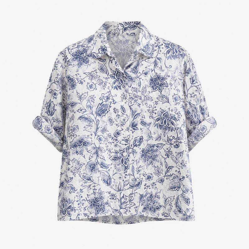 Camisa Azul Estampado Floral