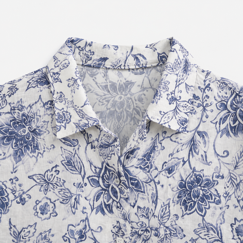 Camisa Azul Estampado Floral