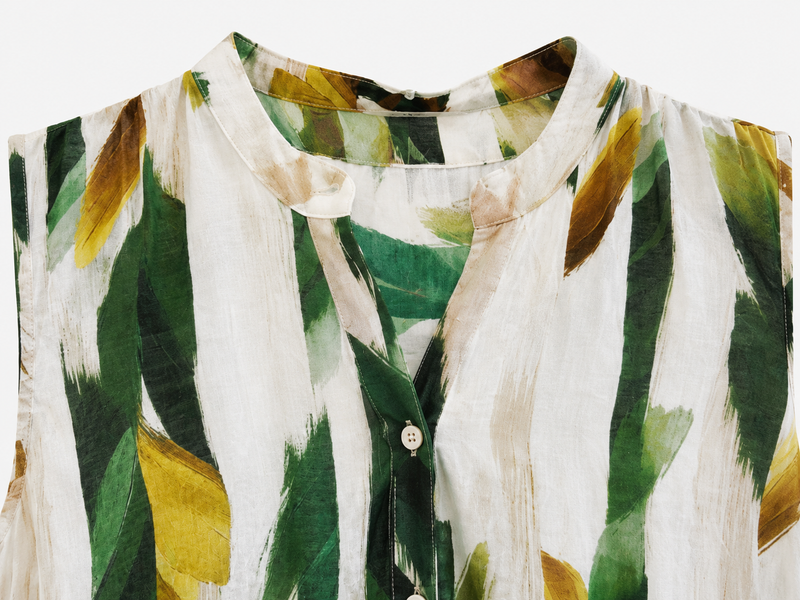 Blusa Verde Hojas Acuarela