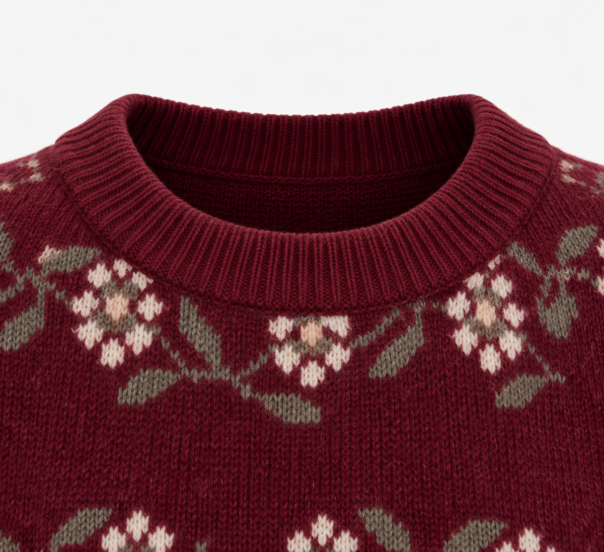 Jersey Burdeos de Punto con Flores