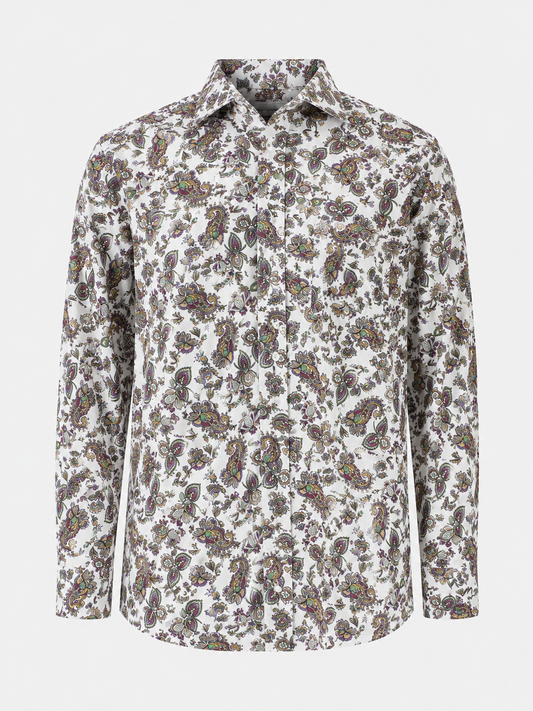 Camisa Blanca Estampado Cachemir Multicolor