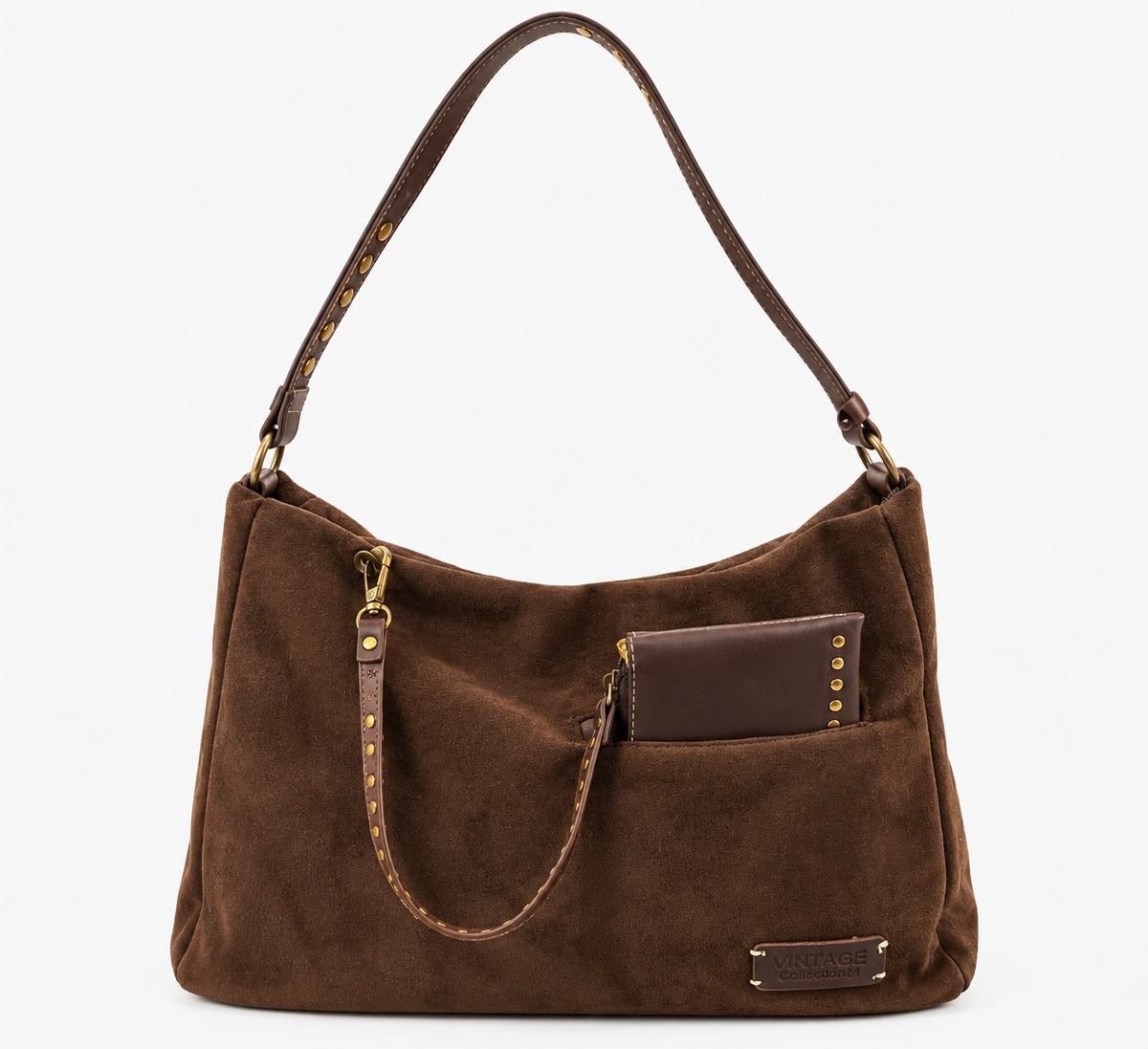Bolso Hobo Vintage Marrón con Cartera Extraíble