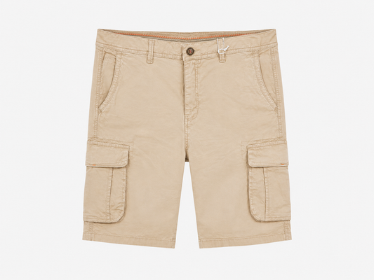 Bermuda Cargo Beige Hombre Multibolsillos