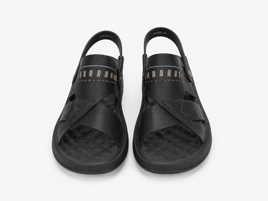 Sandalia Negra Hombre Confort Cruzada