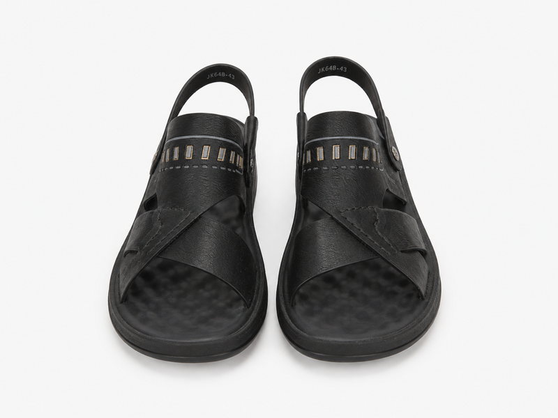 Sandalia Negra Hombre Confort Cruzada