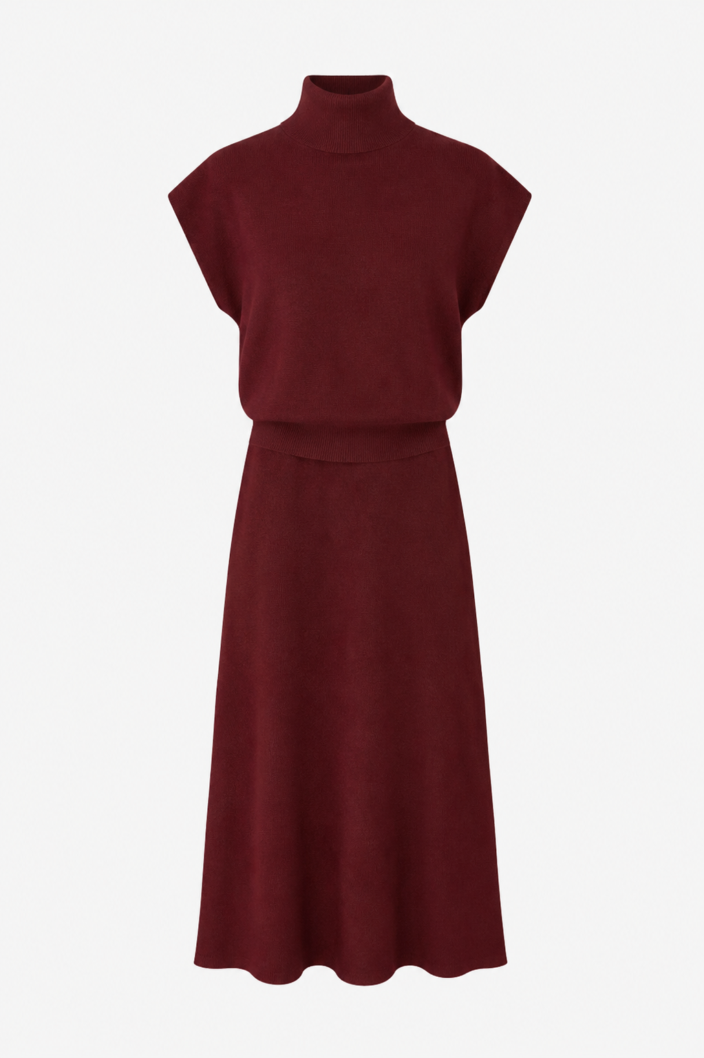 Conjunto de Punto Burdeos con Falda Midi