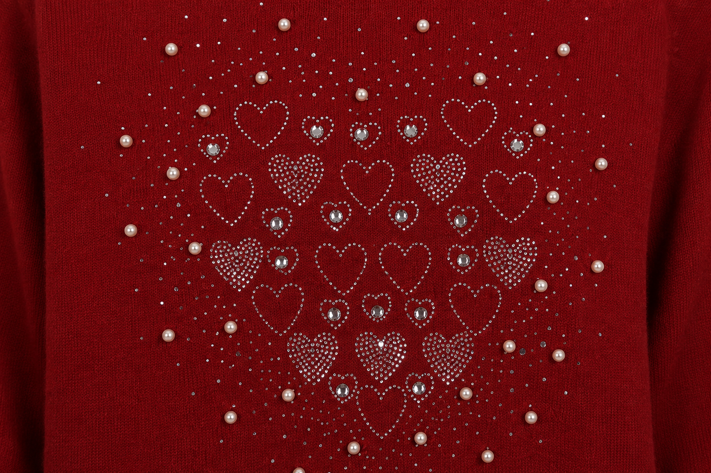 Jersey de Punto Burdeos con Corazón de Pedrería