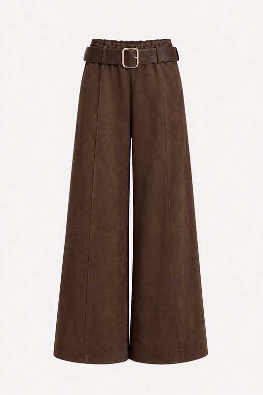 Pantalón Palazzo Chocolate con Cinturón
