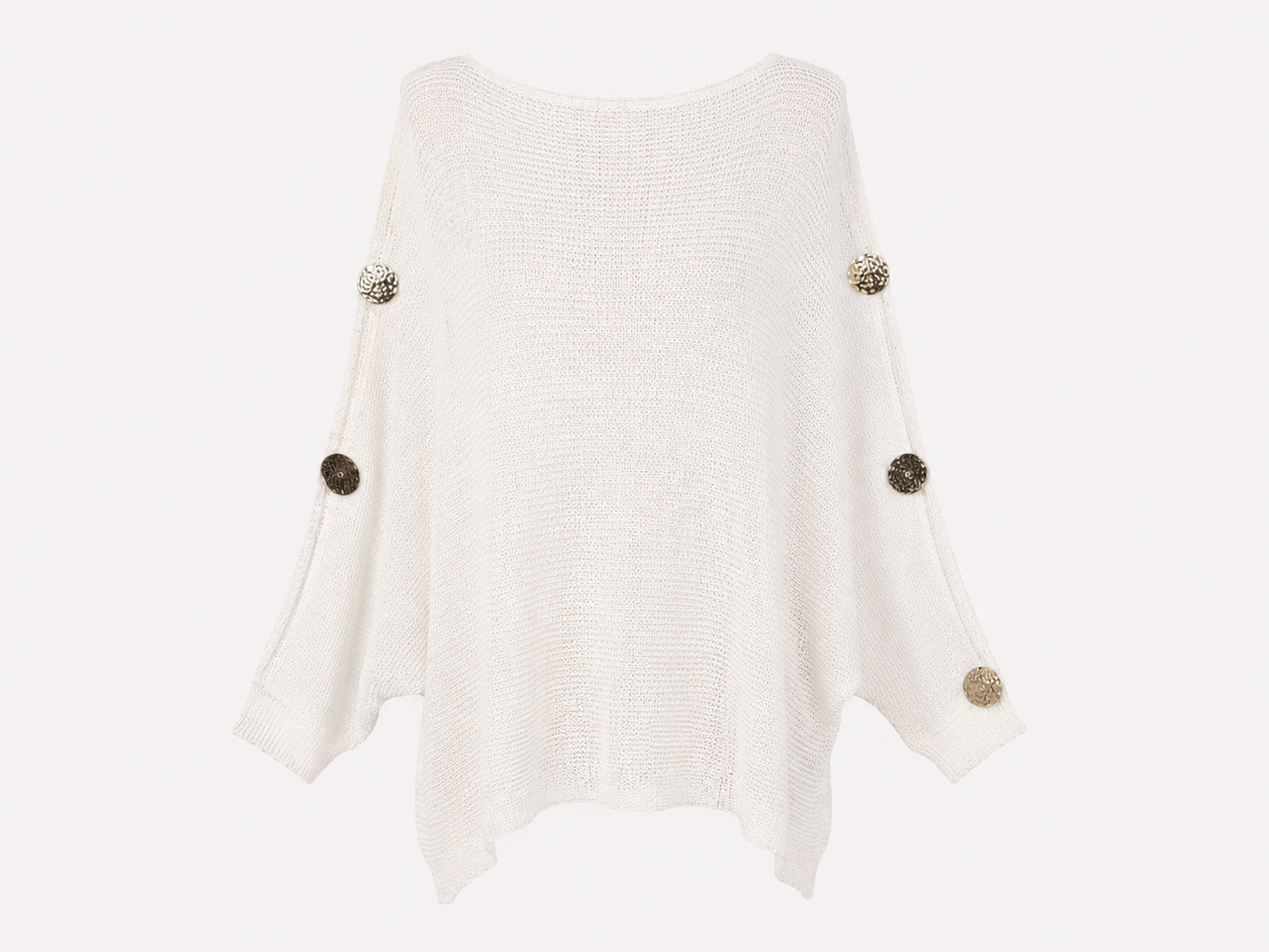 Jersey de Punto Blanco con Botones Dorados