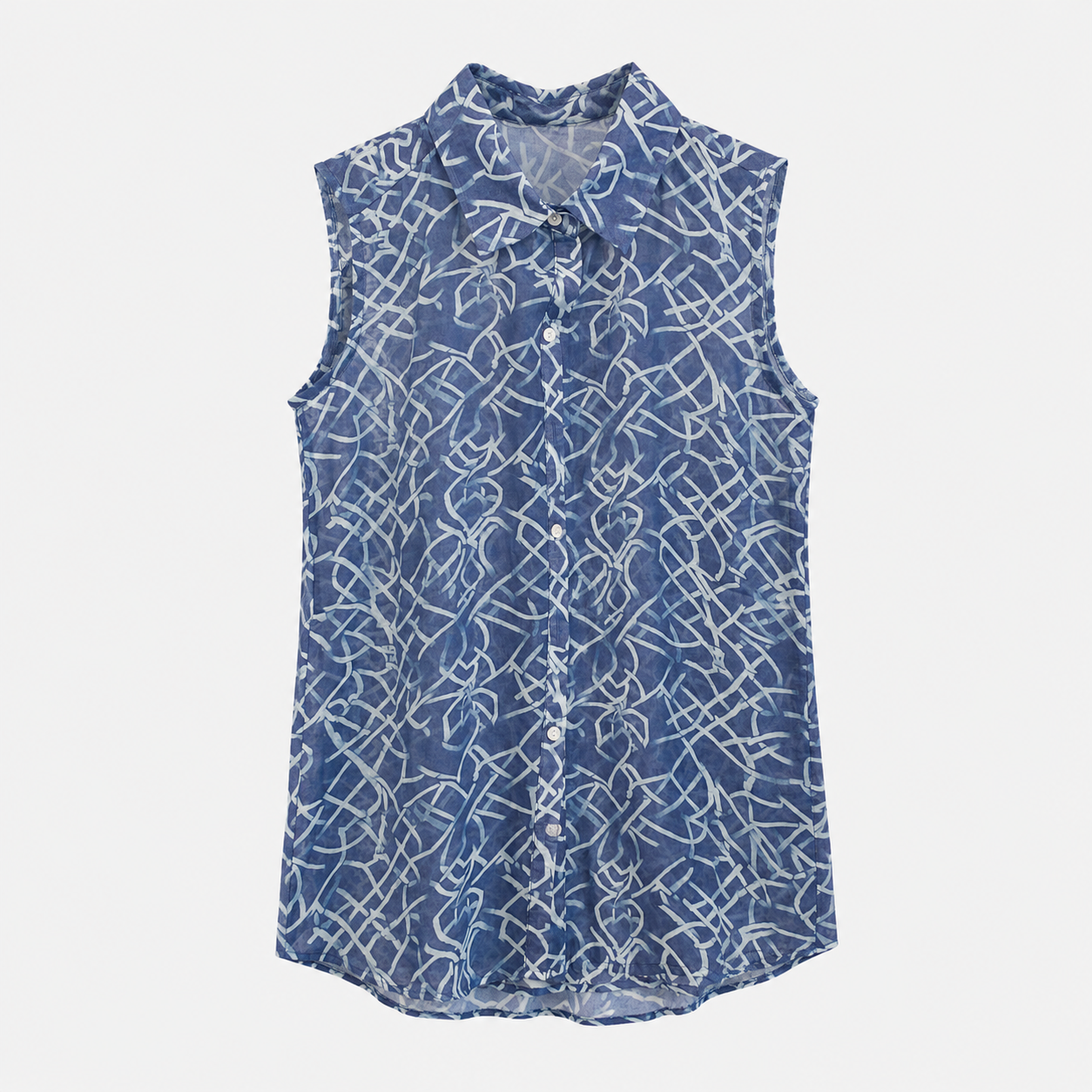 Blusa sin mangas cuello camisero