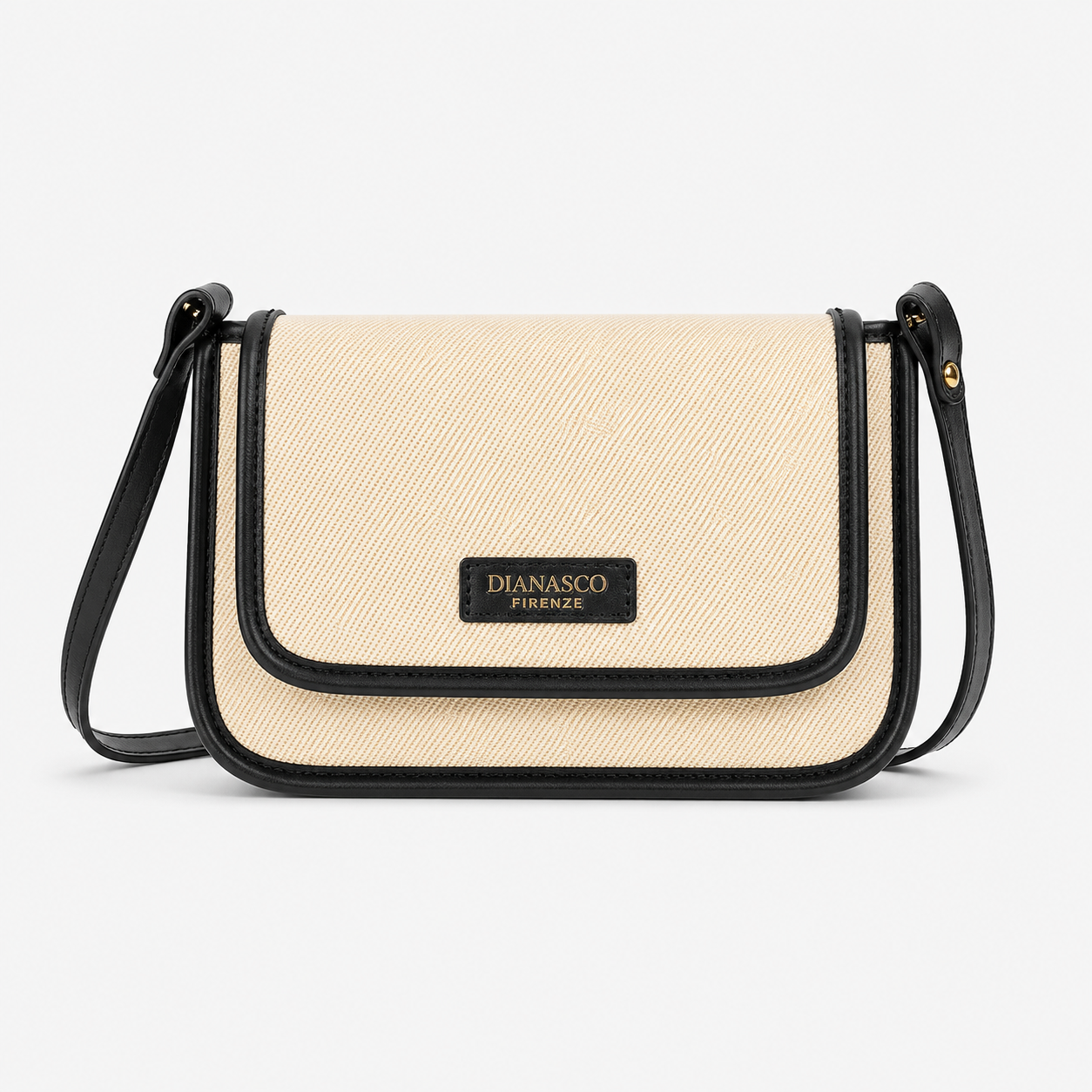 Bolso Bandolera Beige con Detalles Negros