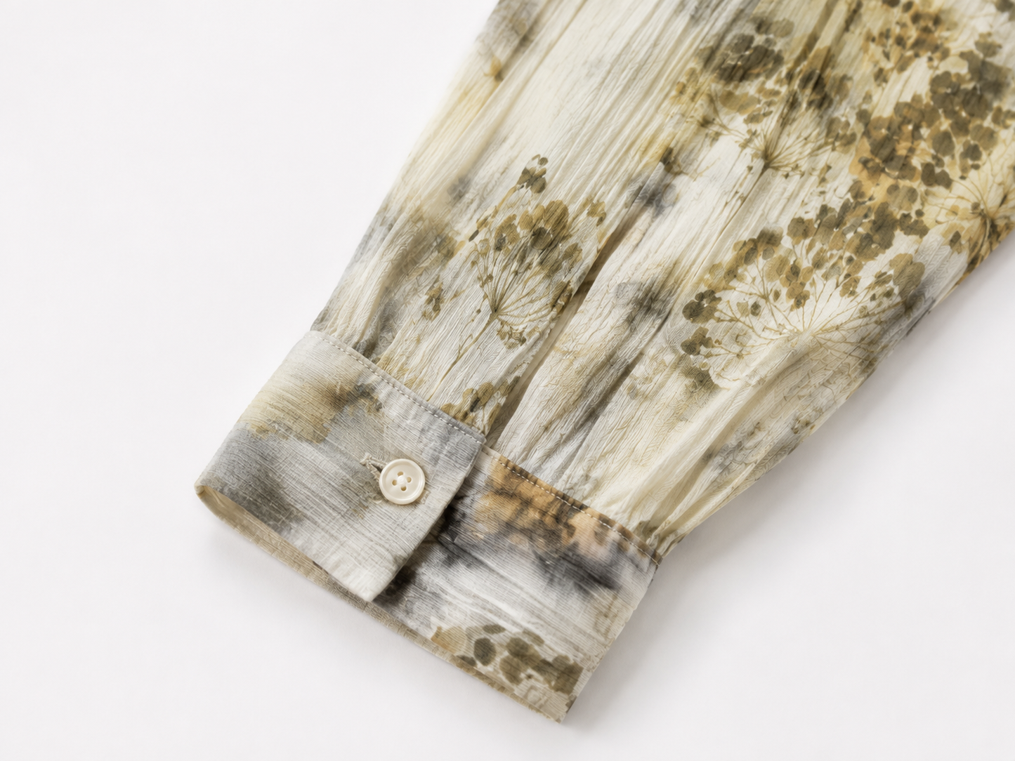 Blusa Bambula Beige Estampado Floral Acuarela