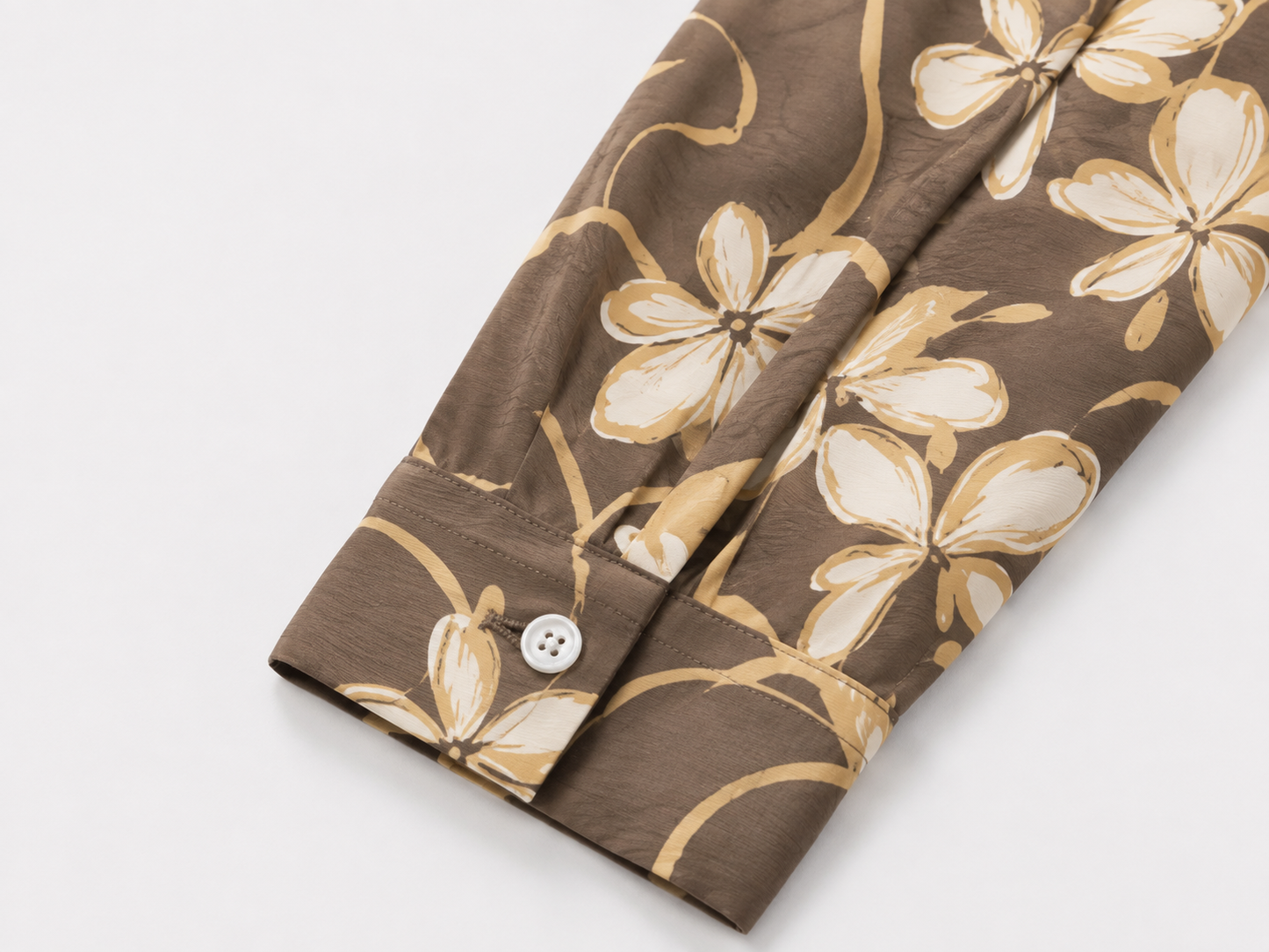 Blusa Beige Estampado Floral Viscosa y Lino