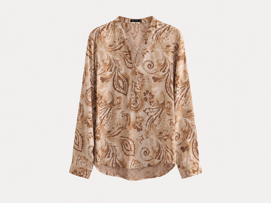 Blusa Beige Estampado Cachemir Seersucker