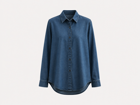 Camisa Tencel Denim Azul