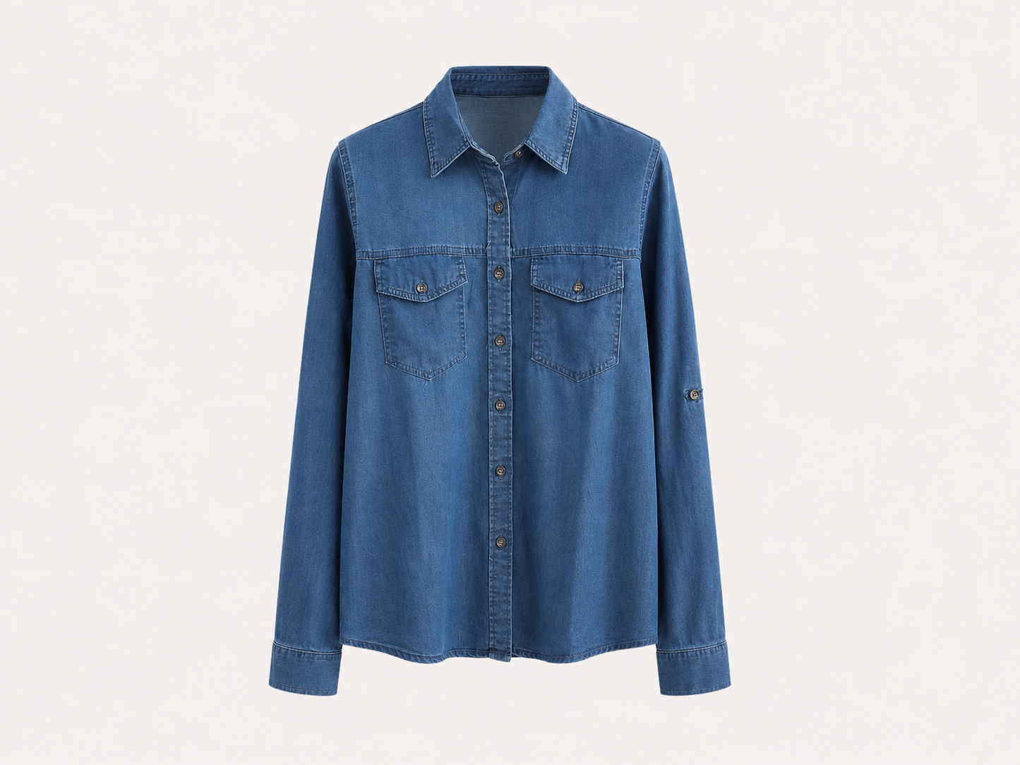 Camisa Denim Tencel con Bolsillos