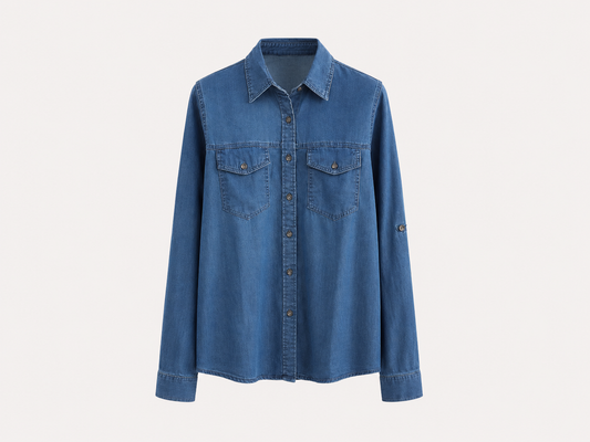 Camisa Denim Tencel con Bolsillos