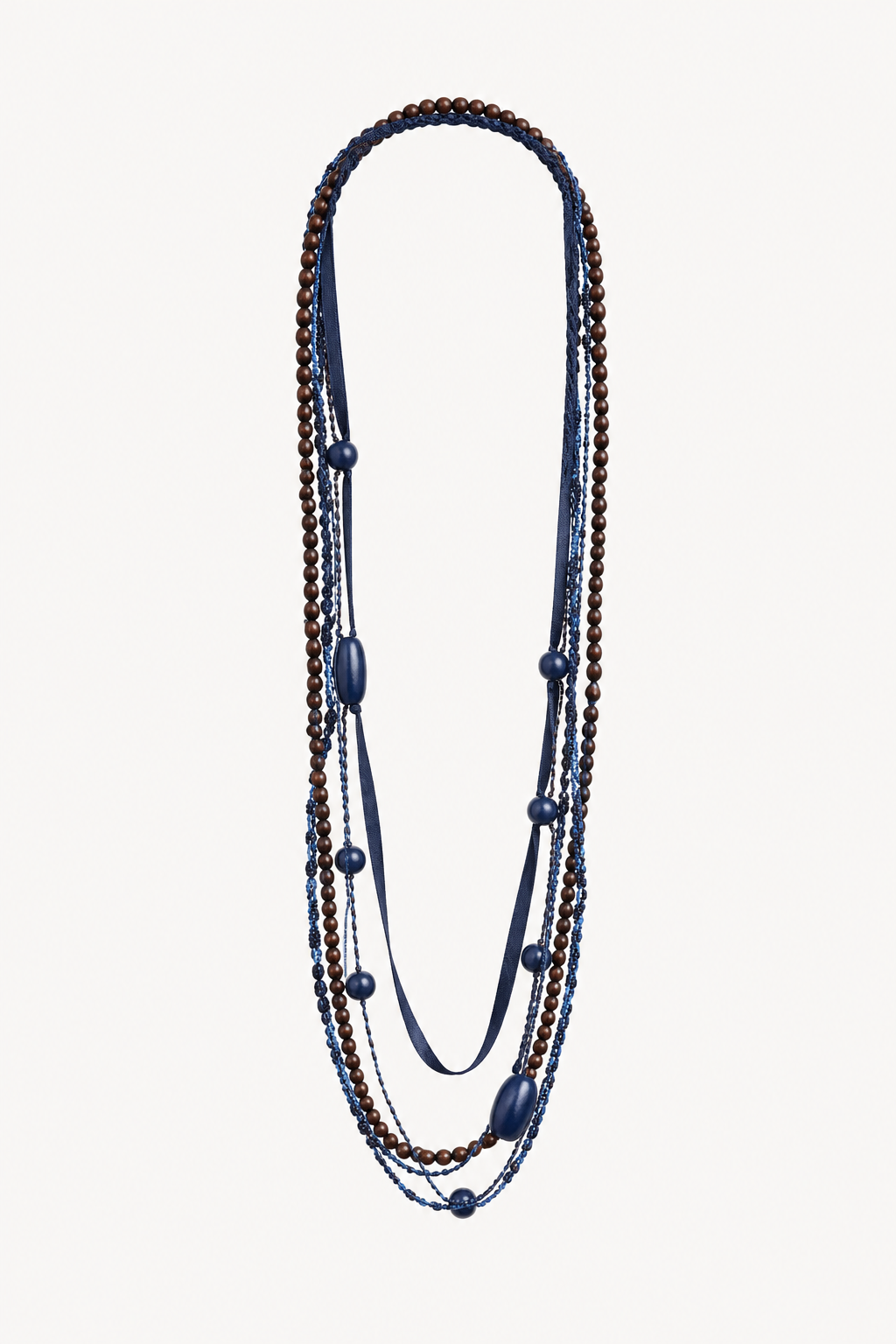 Collar Largo Multitiras Azul Marino