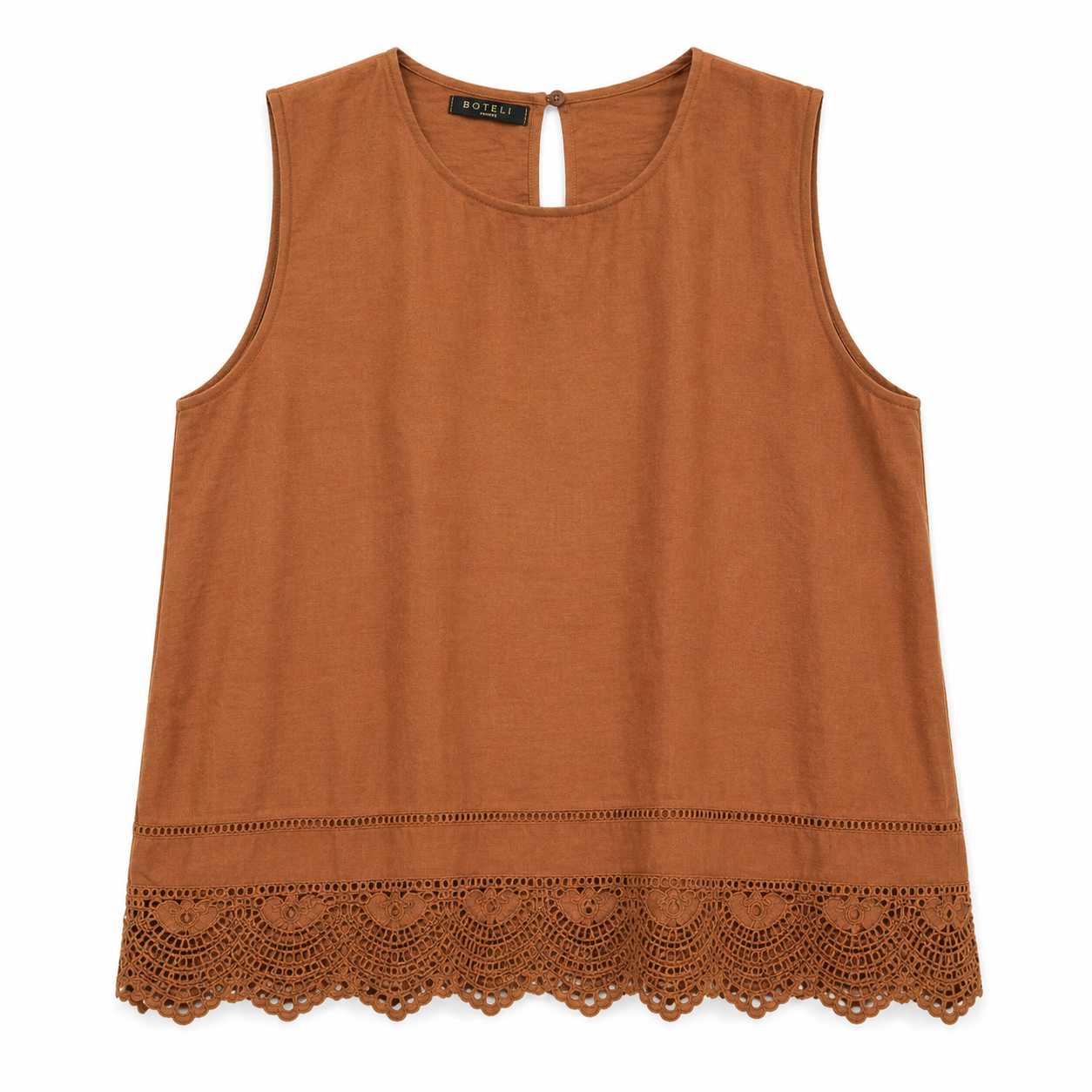 Camisa Marrón de Tirantes con Bordado