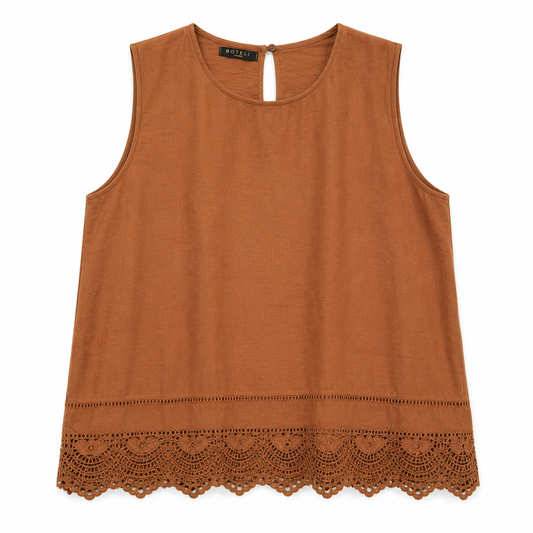 Camisa Marrón de Tirantes con Bordado