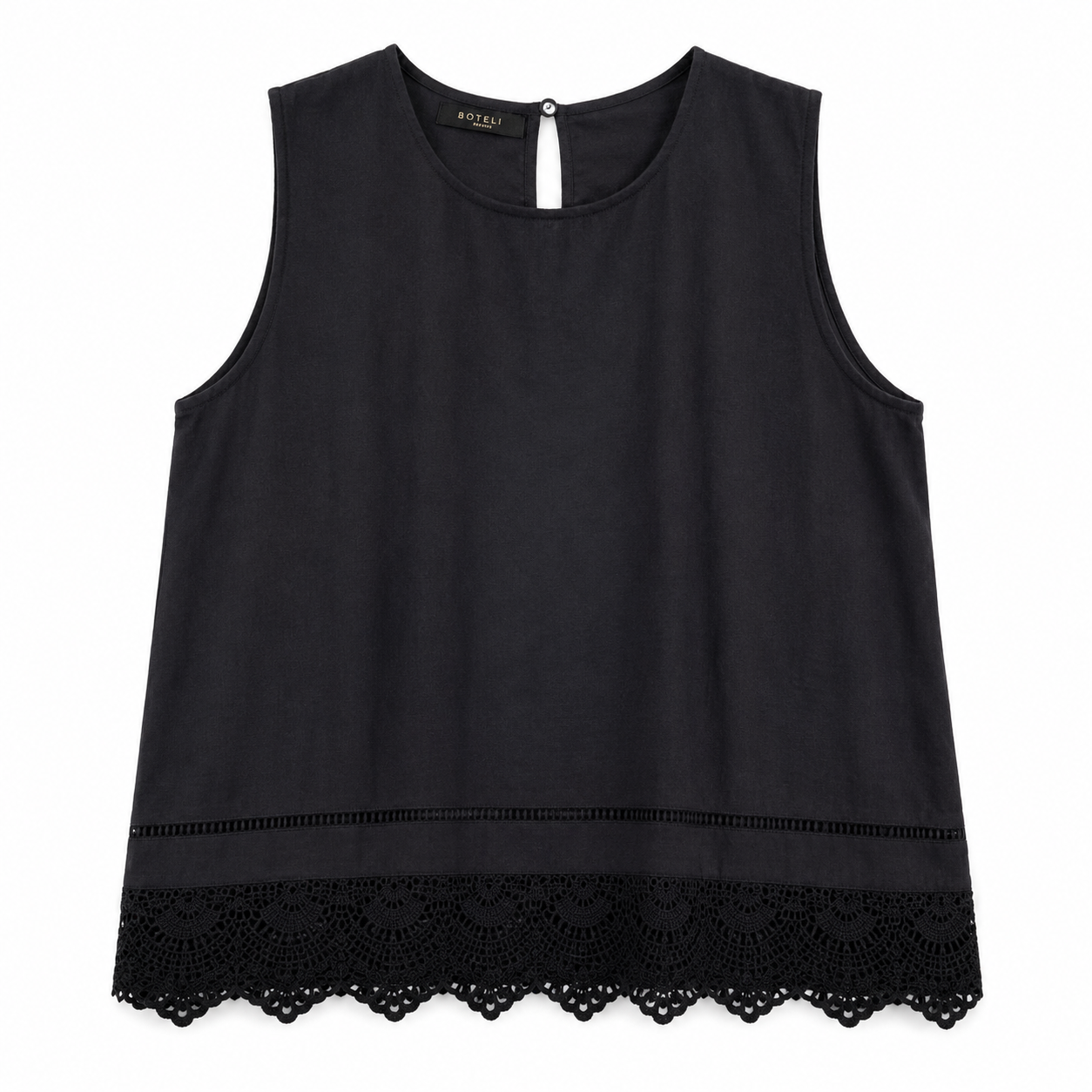 Camisa Negra de Tirantes con Bordado