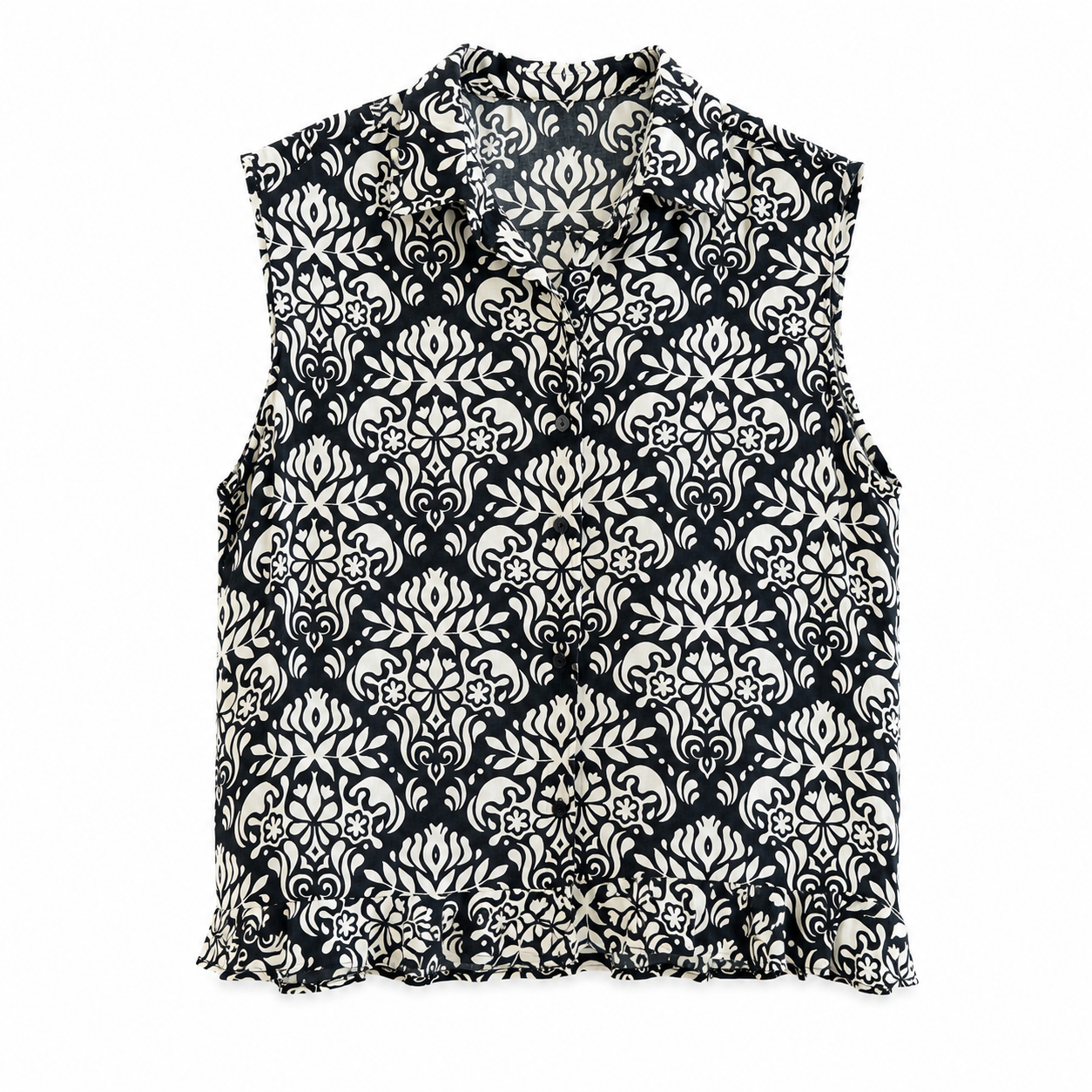Camisa Estampada Negra de Tirantes