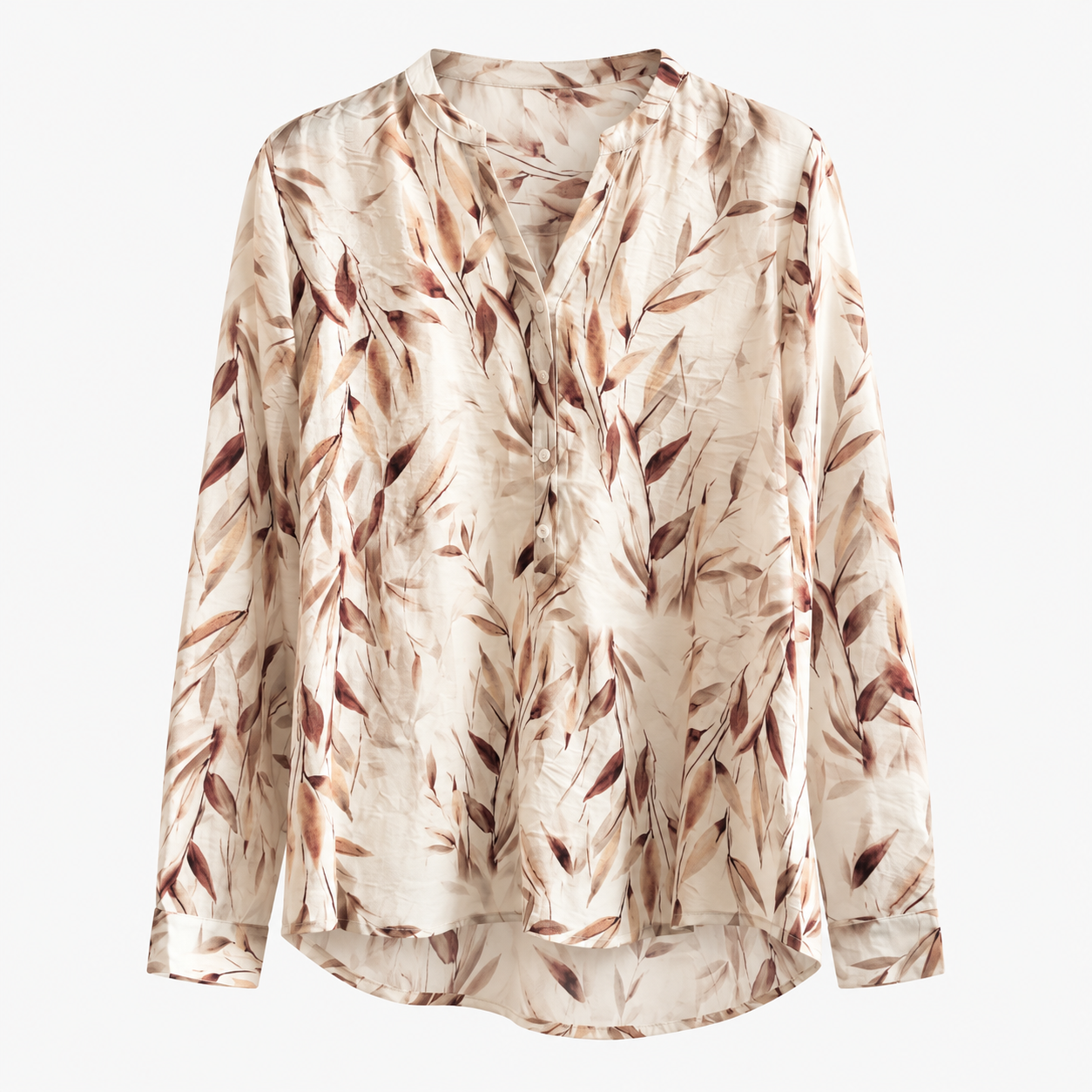 Blusa Estampada Hojas en Tonos Tierra