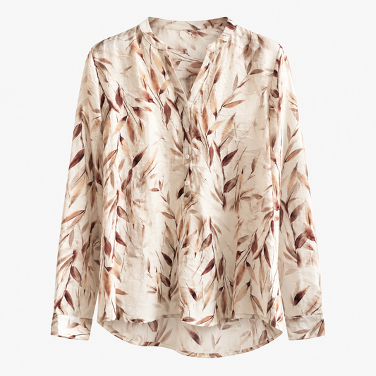 Blusa Estampada Hojas en Tonos Tierra