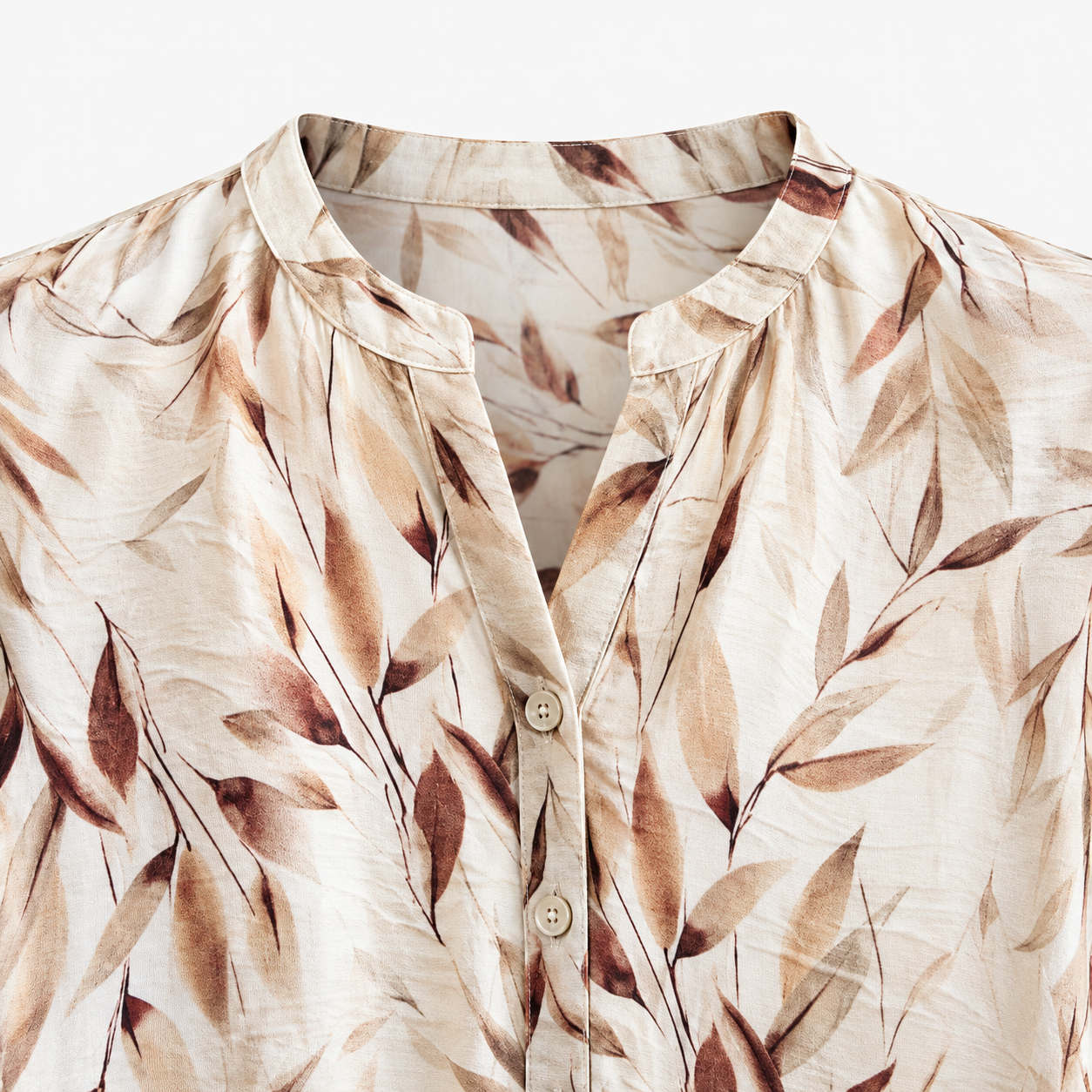 Blusa Estampada Hojas en Tonos Tierra