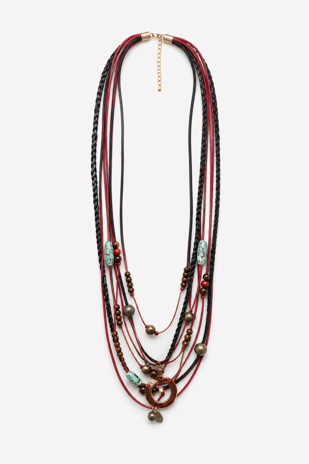 Collar largo multicordón con cuentas