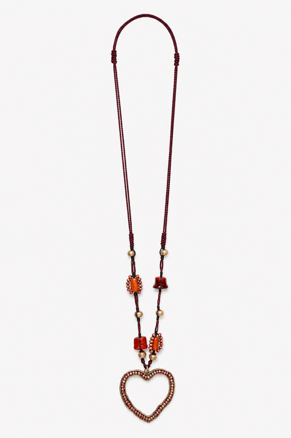 Collar largo burdeos con corazón