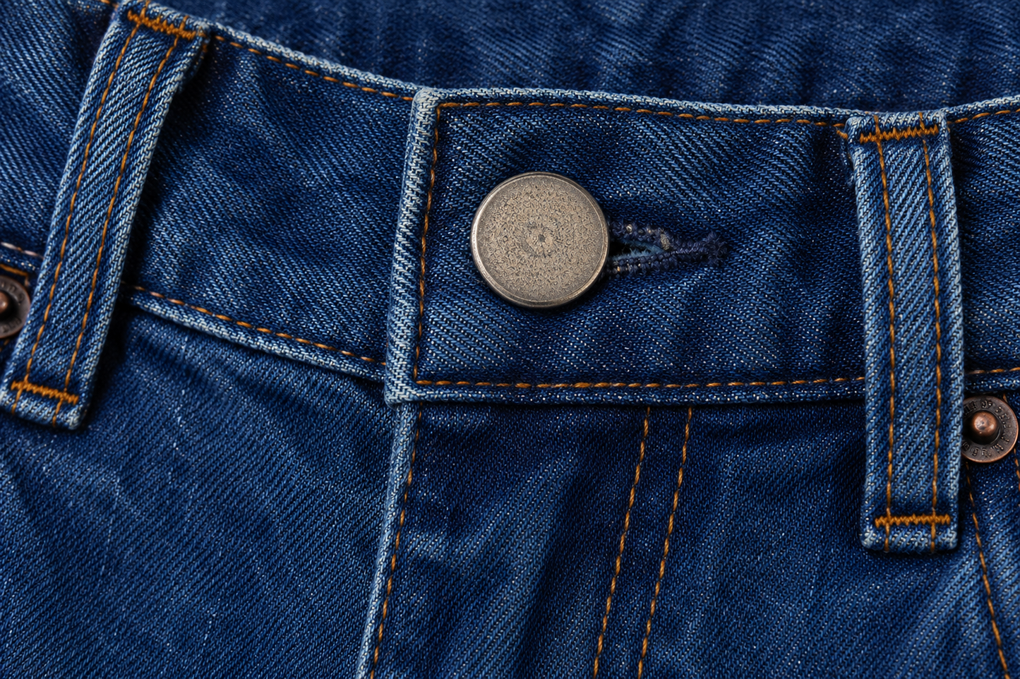 Jeans Rectos Azul Denim con Bajo Vuelto