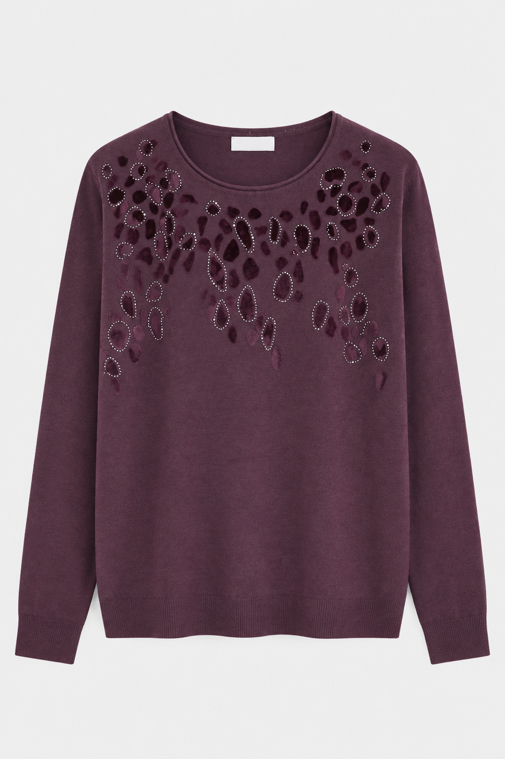 Jersey Luisa con Detalle Animal Print y Strass