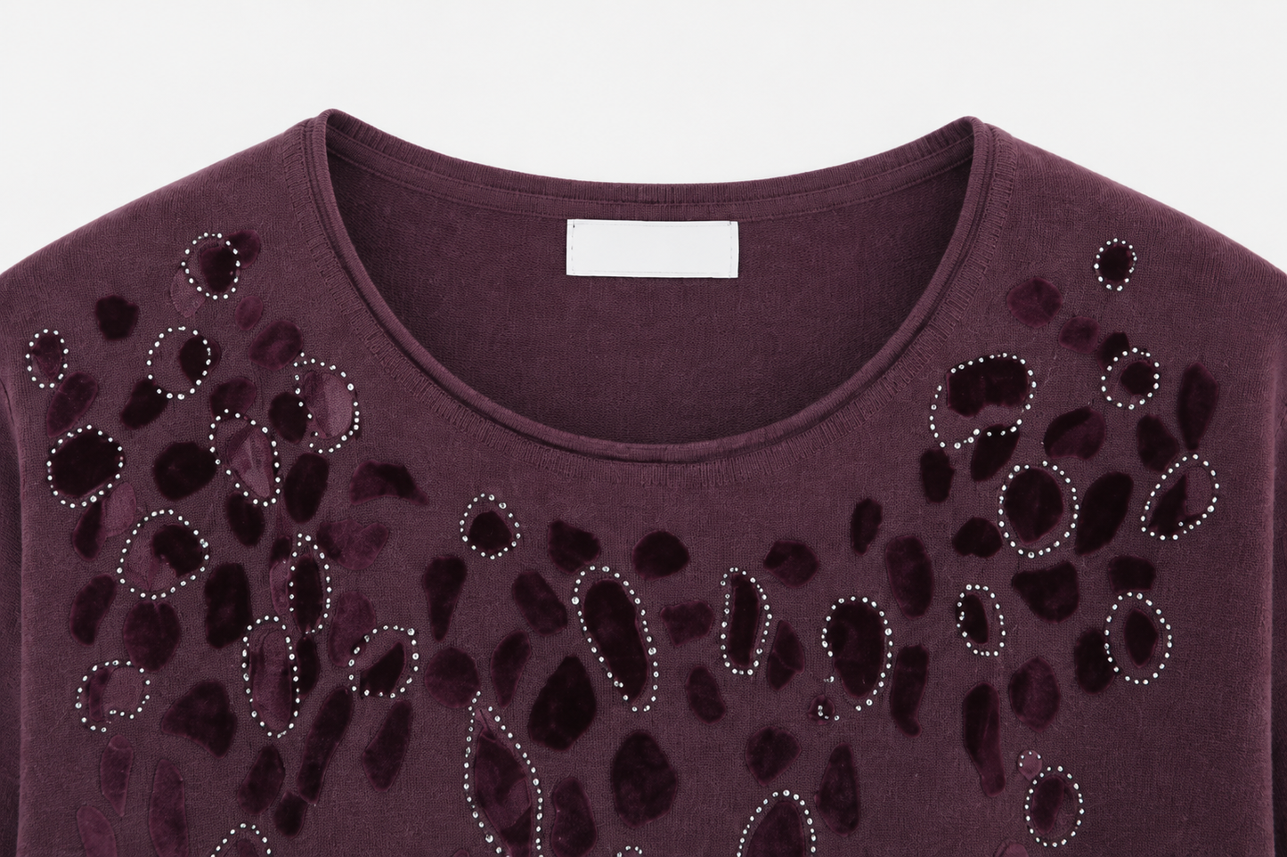 Jersey Luisa con Detalle Animal Print y Strass
