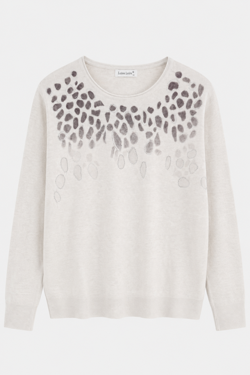Jersey Luisa con Detalle Animal Print y Strass
