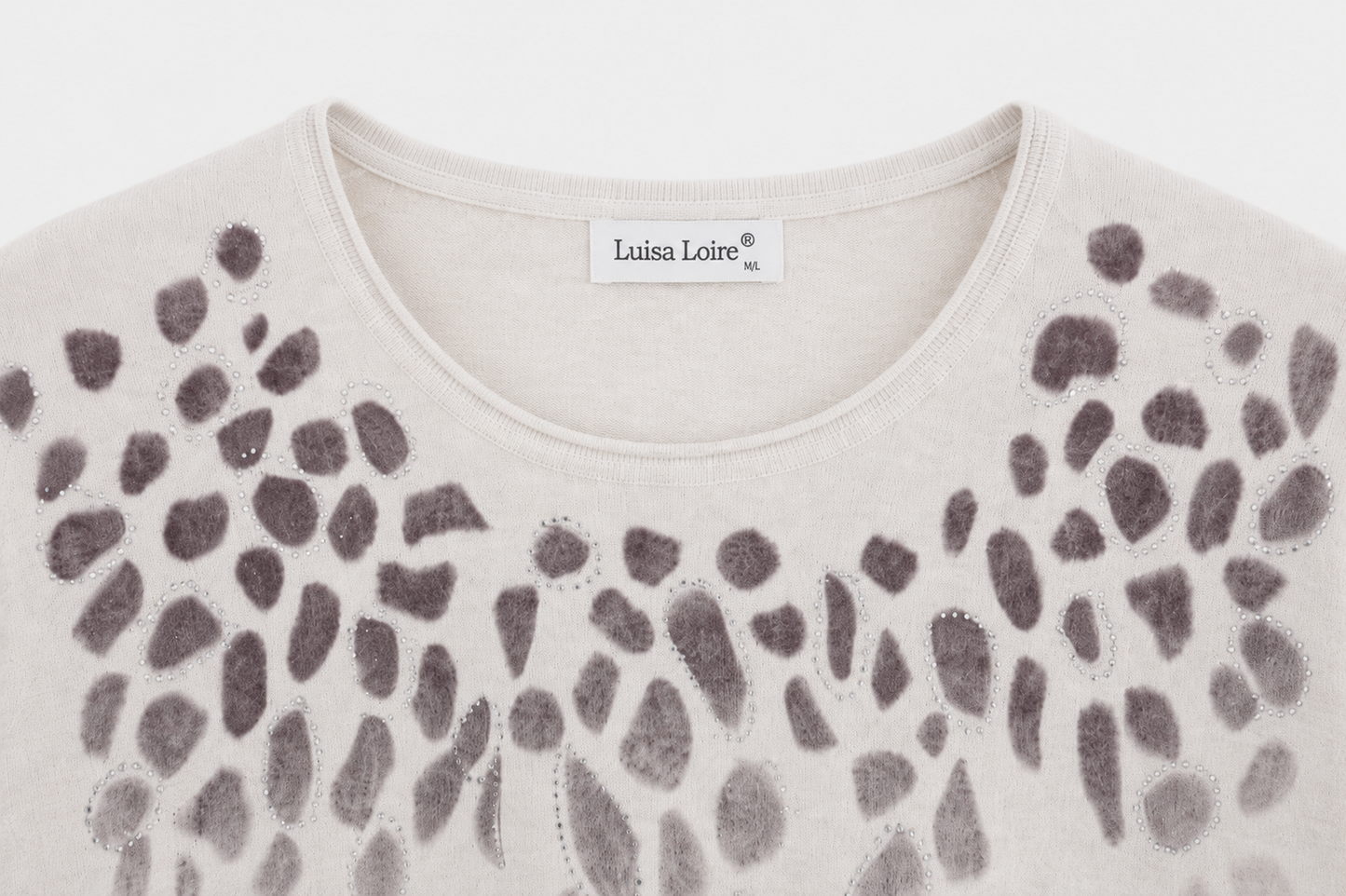 Jersey Luisa con Detalle Animal Print y Strass