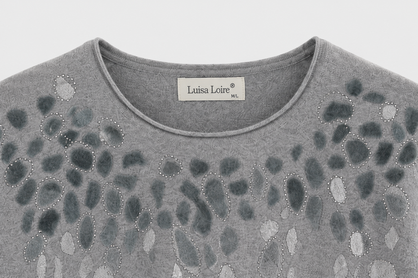 Jersey Luisa con Detalle Animal Print y Strass