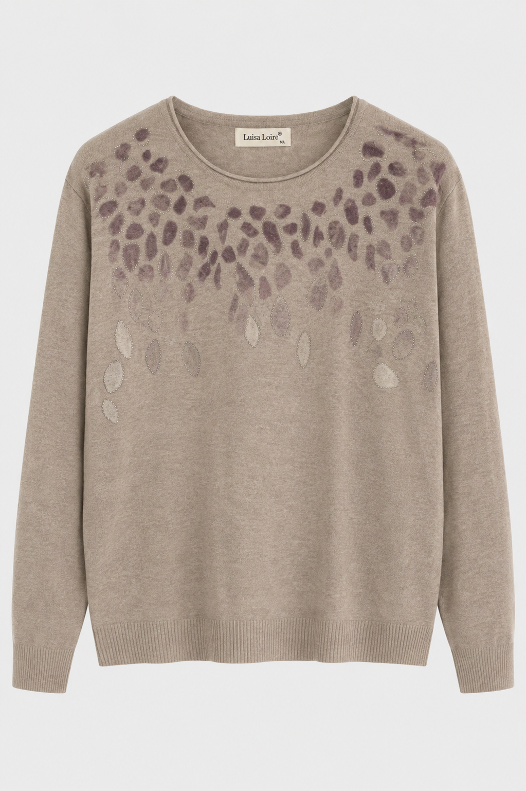 Jersey Luisa con Detalle Animal Print y Strass
