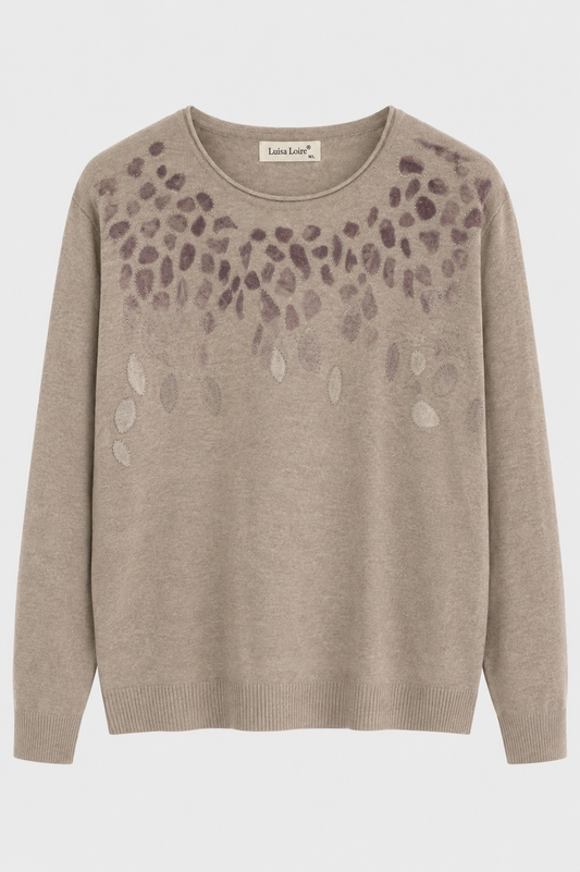 Jersey Luisa con Detalle Animal Print y Strass