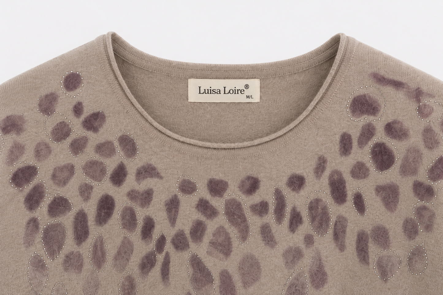 Jersey Luisa con Detalle Animal Print y Strass
