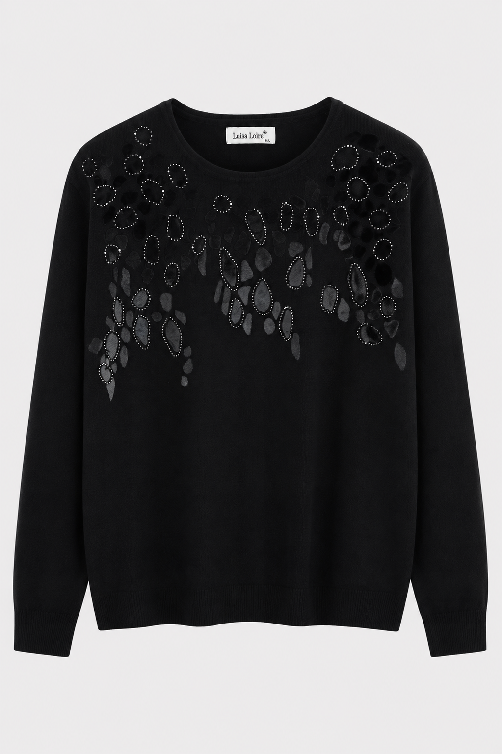 Jersey Luisa con Detalle Animal Print y Strass